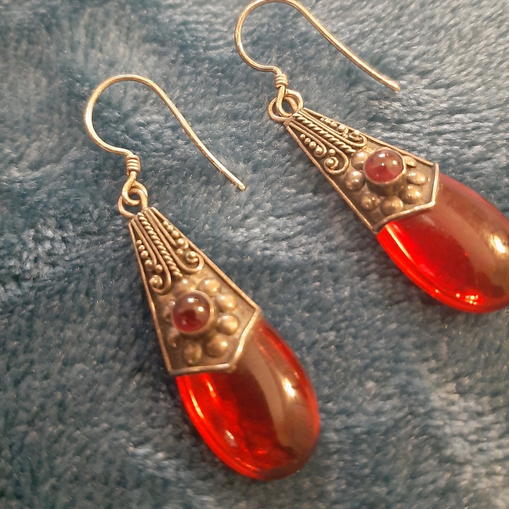 Gothic Blood Red Vintage Earrings